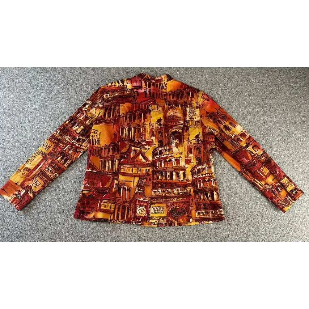 Additions by Chicos Jacket Architectural Print Rustic Art‎ Deco Size XL